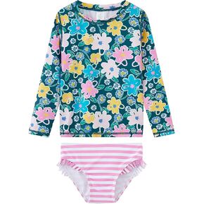 UMELOK Toddler and Little Girls Rash Guard Sets with Bikini Bottoms Swimwear
