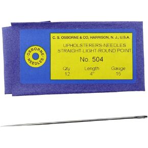 C.S. Osborne 12 Pk. Straight Single Round Point Needle #504, 4" Long, 15 Gauge