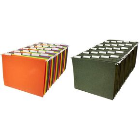 Amazon BASICS Hanging Organizer File ، حجم الرسالة ، ألوان متنوعة وخضراء - عبوتين من 25