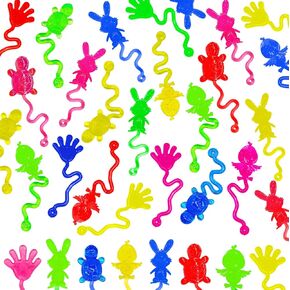 Voiiake 48pcs Mini Easter Sticky Toys - Bunny & Chick Hands Easter Toys Toy Toy Toy Fait Fail و Satcherts and Bask Fillers Stuffers ، Form