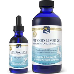 Nordic Naturals Omega-3 Pet Bundle-2 أوقية أوميغا 3 زيت السمك للكلاب الصغيرة والقطط ، 8 أوقية زيت كبد سمك القد الأليفة يعزز القلب والجلد والمعطف والصحة المناعية