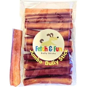 FETCH & FUN BULLY STICKS - Extra Thick 6 Inch Bully Stick - 8 Pack
