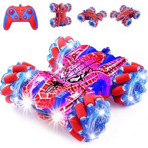 Spider Remote Control Car with WholeBody Colorful Light, 2.4Ghz RC Stunt Cars Toys, Double Sided Off-Road 360° Rotating,Rechargeable 4WD RC Drift Car Spider Toys for Boys Kids 4-6 5-7 8-12