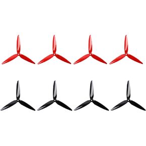8pcs Gemfan Durable Smooth Fast Hurricane Cinelifter 7040 FPV Propellers 7 Inch 3-Blade Reinforced PC Props for Long Range Racing Frame Drones Quad (Black and Red)