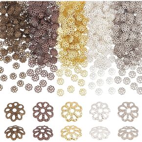 Ph Pandahall 750pcs Caps Bead Caps 6mm النحاس النهائي 5 ألوان زهرة كبسولات حبة مجوهر