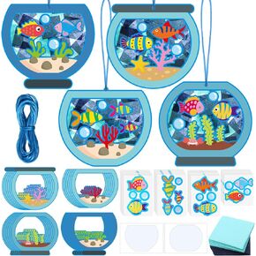 24 مجموعة من الحرف اليدوية لورق Fishbowl for Kids Summer Fish Trisse Paper Sign Kit Make Your Aquarium DIY Paper Craft Art Project