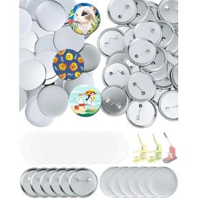 150 PCS 2.28 بوصة (58 مم) أزرار شارة الطبقات - مستلزمات DIY للدبابيس المخصصة ، تشمل الأصداف المعدنية ، ظهور الدبوس والفيلم الواضح (50 مجموعة) ، متوافقة مع آلات صانع الأزرار للأحداث وترويج الأعمال
