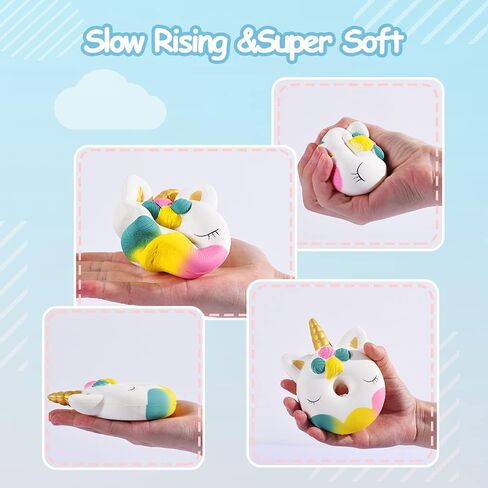 Squishies, 6 Pack Slow Rising Jumbo Squishy Toys for Kids, Unicorn Horse, Cat, Dinosaur, Shark, Donut Animals Squishies, Sensory Fidget Toys Set for Kids Party Favors Stress Relief Toys in Saudi Arabia