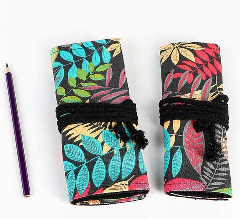 Funny live 24/36/48/72 Slots Colored Pencil Wrap Roll up Pen Holder Case Drawing Coloring Pencil Roll Organizer Stationery Case for Student Artist Traveler (Fallen leaves, 72 Slots) in Saudi Arabia
