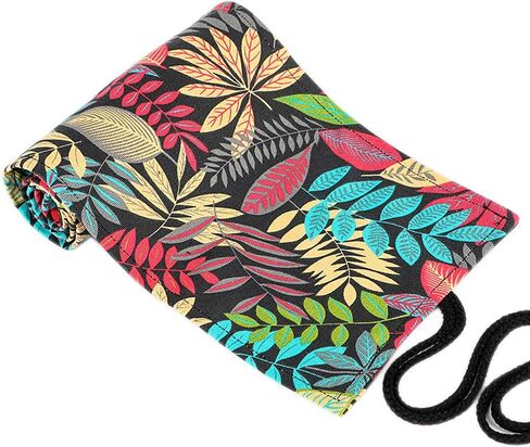 Funny live 24/36/48/72 Slots Colored Pencil Wrap Roll up Pen Holder Case Drawing Coloring Pencil Roll Organizer Stationery Case for Student Artist Traveler (Fallen leaves, 72 Slots) in Saudi Arabia