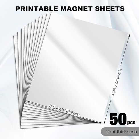 Xuhal 50 PCS 8.5 "× 11" أوراق مغناطيسية غير لامعة قابلة للطباعة أبيض غير ملصقات طابعة مغناطيسية 11 مل تجفيف سريع للماء لالتقاط صورة للحرف الحبر. in Kuwait