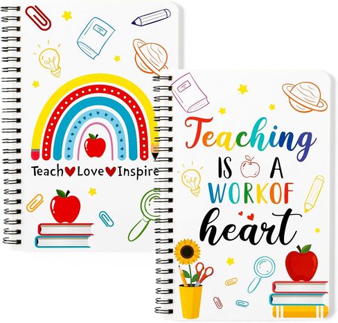 2 Pack A5 Teacher Spiral Notebooks, Teaching is A Work of Heart Ruled Hardbound Journal Writing Notebooks School Office Supplies Teacher Appreciation Gift Back to School Notepad Diary in Kuwait