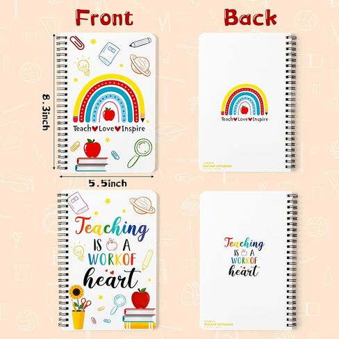 2 Pack A5 Teacher Spiral Notebooks, Teaching is A Work of Heart Ruled Hardbound Journal Writing Notebooks School Office Supplies Teacher Appreciation Gift Back to School Notepad Diary in Kuwait