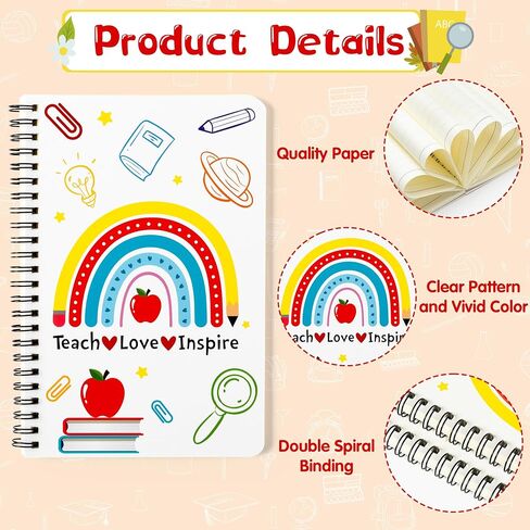 2 Pack A5 Teacher Spiral Notebooks, Teaching is A Work of Heart Ruled Hardbound Journal Writing Notebooks School Office Supplies Teacher Appreciation Gift Back to School Notepad Diary in Kuwait