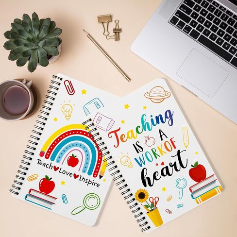 2 Pack A5 Teacher Spiral Notebooks, Teaching is A Work of Heart Ruled Hardbound Journal Writing Notebooks School Office Supplies Teacher Appreciation Gift Back to School Notepad Diary in Kuwait