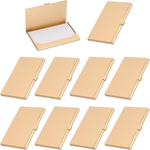 PATIKIL Business Card Holder, 10Pcs Aluminum Metal Card Case Professional Pocket Card Holder for Name Card Credit Card, Golden in Kuwait