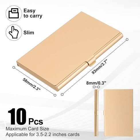 PATIKIL Business Card Holder, 10Pcs Aluminum Metal Card Case Professional Pocket Card Holder for Name Card Credit Card, Golden in Kuwait