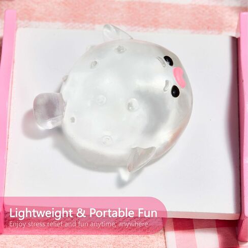 Cute Animals Taba Squishy Toys for Kids & Adults – Kawaii Stress Relief Fidget Sensory Toys, Soft Silicone Squeeze Gifts for Children, Teens, and Adults (Transparent Pufferfish) in Saudi Arabia