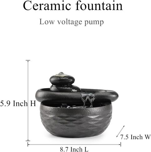 Ceramic Tabletop Desktop Fountain Water Feature Indoor Home Office Kitchen Decoration (White) in Saudi Arabia