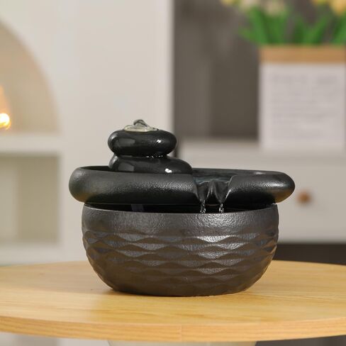 Ceramic Tabletop Desktop Fountain Water Feature Indoor Home Office Kitchen Decoration (White) in Saudi Arabia