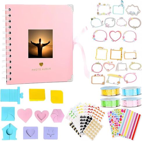 Photo Album Scrapbook,40 Pages(7 x 7 Inch) DIY Memory Book with Photo Album Scrapbook Decorations Kit for Album Memory Book Wedding, Anniversary Family,Family Memories (Black) in Saudi Arabia