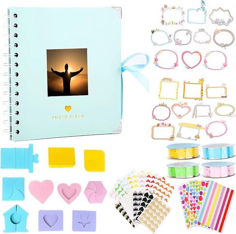 Photo Album Scrapbook,40 Pages(7 x 7 Inch) DIY Memory Book with Photo Album Scrapbook Decorations Kit for Album Memory Book Wedding, Anniversary Family,Family Memories (Black) in Saudi Arabia