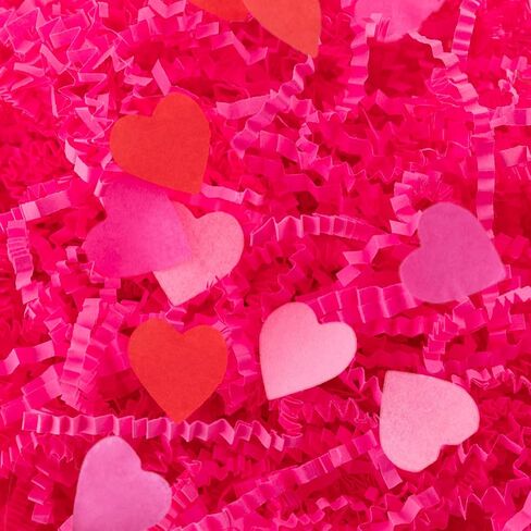 1LB Valentine's Day Crinkle Cut Paper Shred Filler Pink Crinkle Cut Paper with Heart Confetti Shredded Paper Filler Raffia Paper for Gift Wrapping Craft DIY Packaging Filling Party Supply in Saudi Arabia