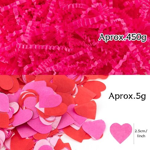 1LB Valentine's Day Crinkle Cut Paper Shred Filler Pink Crinkle Cut Paper with Heart Confetti Shredded Paper Filler Raffia Paper for Gift Wrapping Craft DIY Packaging Filling Party Supply in Saudi Arabia