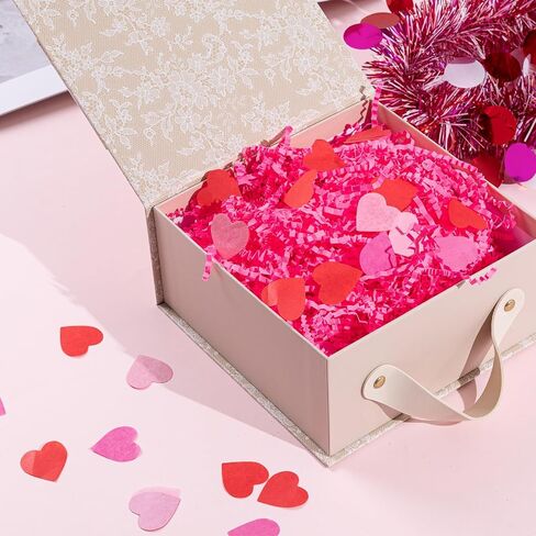 1LB Valentine's Day Crinkle Cut Paper Shred Filler Pink Crinkle Cut Paper with Heart Confetti Shredded Paper Filler Raffia Paper for Gift Wrapping Craft DIY Packaging Filling Party Supply in Saudi Arabia
