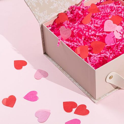 1LB Valentine's Day Crinkle Cut Paper Shred Filler Pink Crinkle Cut Paper with Heart Confetti Shredded Paper Filler Raffia Paper for Gift Wrapping Craft DIY Packaging Filling Party Supply in Saudi Arabia
