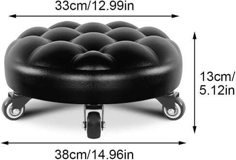 Pilarmuture Low Height Rolling Stool, PU Leather, Heavy Duty, 360 Swivel, Black, Modern, Home Office Garage Shop Sport in Saudi Arabia