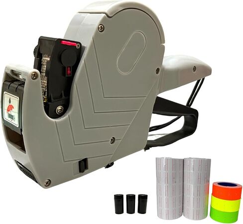 1 Line Price Gun Retail Tagging Kit with 4000 White 400 Red 400 Yellow 400 Green Labels 3 Ink Rollers,1 Ink roll and Labels Pre-Loaded in Saudi Arabia