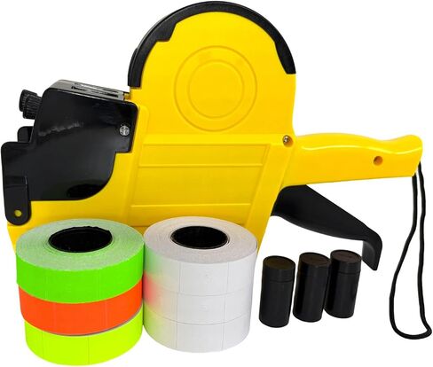1 Line Price Gun Retail Tagging Kit with 4000 White 400 Red 400 Yellow 400 Green Labels 3 Ink Rollers,1 Ink roll and Labels Pre-Loaded in Saudi Arabia