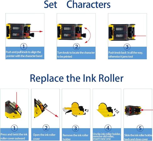 1 Line Price Gun Retail Tagging Kit with 4000 White 400 Red 400 Yellow 400 Green Labels 3 Ink Rollers,1 Ink roll and Labels Pre-Loaded in Saudi Arabia
