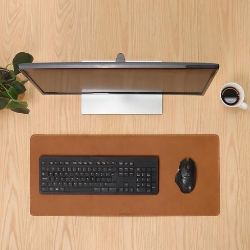 Genuine Leather Desk Mat - L (27.6x11.8 in) or XL (35.4x15.7 in) (Rose Pink, L (27.6x11.8 in)) in Kuwait