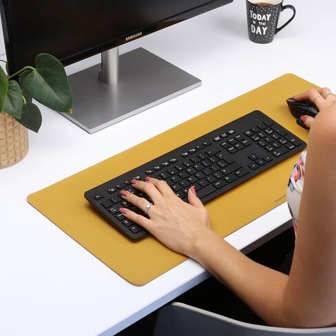 Genuine Leather Desk Mat - L (27.6x11.8 in) or XL (35.4x15.7 in) (Rose Pink, L (27.6x11.8 in)) in Kuwait