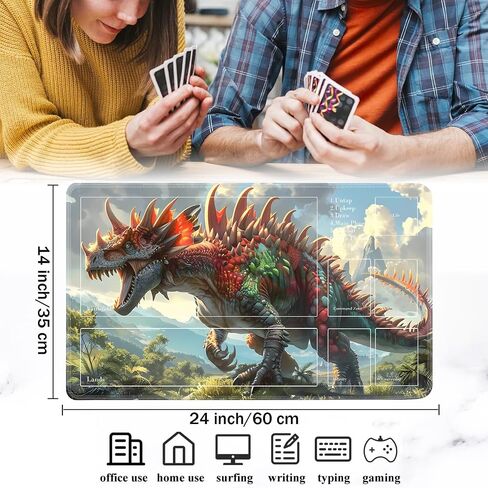 for MTG Playmat, Card Playmat with Zones-Includes A Storage Bag and 6 Dice, 24 x 14 inches for TCG Playmat with Non-Slip Rubber, Ultra Pro for MTG Mat， Dinosaurs Pattern in Saudi Arabia