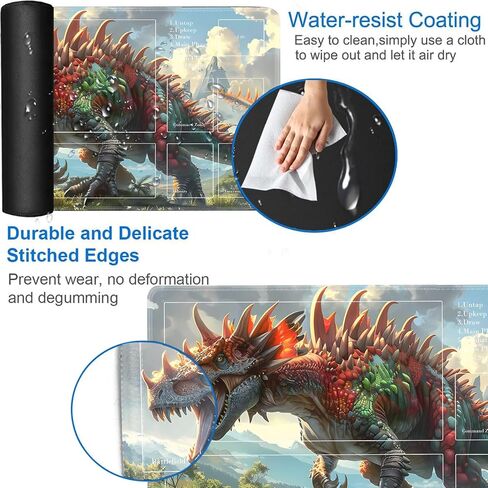 for MTG Playmat, Card Playmat with Zones-Includes A Storage Bag and 6 Dice, 24 x 14 inches for TCG Playmat with Non-Slip Rubber, Ultra Pro for MTG Mat， Dinosaurs Pattern in Saudi Arabia