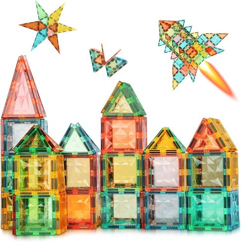 Magnetic Tiles 106-Piece Set, Standard 3 inch Magnetic Building Blocks for Kids Ages 3+ Boys and Girls, Educational Magnet Construction Tiles for Creativity & Learning in Saudi Arabia