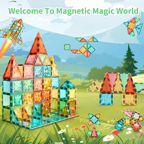 Magnetic Tiles 106-Piece Set, Standard 3 inch Magnetic Building Blocks for Kids Ages 3+ Boys and Girls, Educational Magnet Construction Tiles for Creativity & Learning in Saudi Arabia