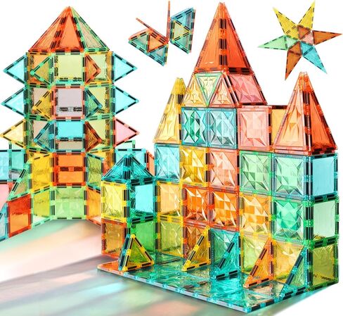 Magnetic Tiles,Magnet Building Blocks Construction Stacking Educational Toy Creative Playboard for Kids Ages 3+ (032 Pieces) in Kuwait