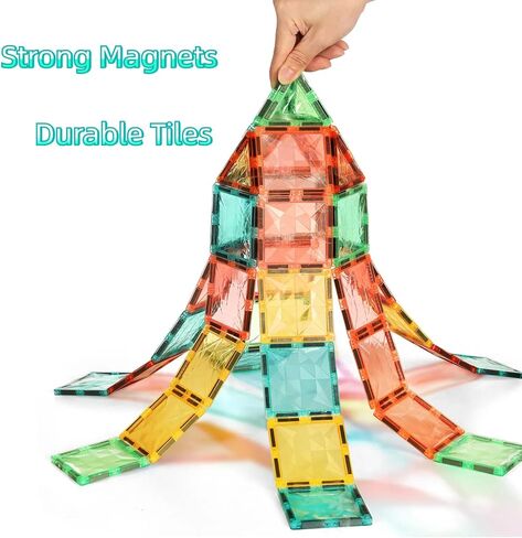 Magnetic Tiles,Magnet Building Blocks Construction Stacking Educational Toy Creative Playboard for Kids Ages 3+ (032 Pieces) in Kuwait