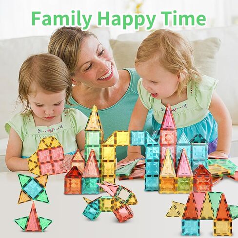Magnetic Tiles,Magnet Building Blocks Construction Stacking Educational Toy Creative Playboard for Kids Ages 3+ (032 Pieces) in Kuwait