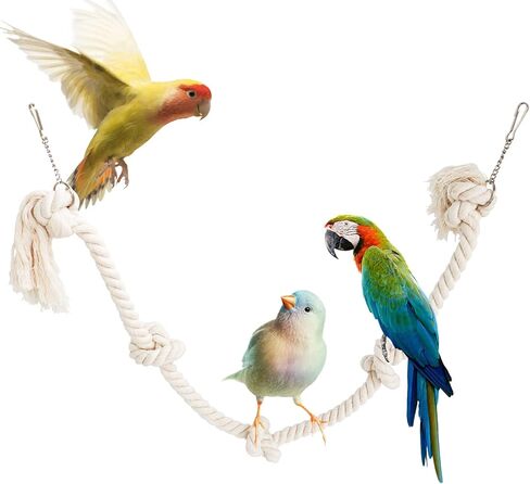 78.7 Inches Cotton Climbing Rope Toy, Lengthen and Bold Bird Ladder Bridge, Swing Toys, Pet Cage Accessories for Parakeets, Cockatiels, Macaw, African Grey Parrot in Saudi Arabia