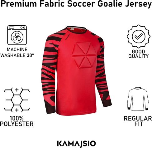 Elbow & Chest Padded Soccer Goalie Jersey - Long Sleeve Soccer Goalkeeper Jersey Men - Adult, Youth Goalie Shirt Orange in Saudi Arabia