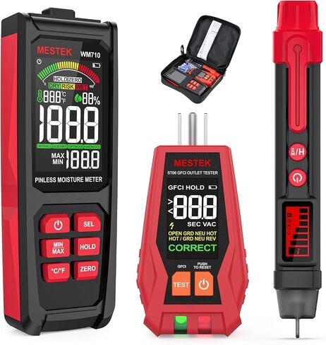 MESTEK Circuit Breaker Finder, Electrical Circuit Tracer Tool Kit with Integrated GFCI Outlet Tester, Works on AC 90-120V, Circuit Tester with Buzzer Alarm & Color LCD Display, Includes Carrying Case in Saudi Arabia