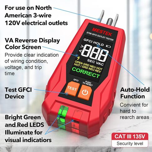 MESTEK Circuit Breaker Finder, Electrical Circuit Tracer Tool Kit with Integrated GFCI Outlet Tester, Works on AC 90-120V, Circuit Tester with Buzzer Alarm & Color LCD Display, Includes Carrying Case in Saudi Arabia