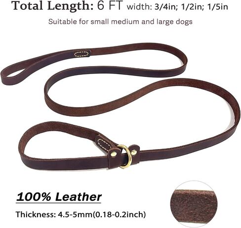 Guiding Star Leather Slip Leads for Dogs Leather Slip Leash for Small Dogs Leather Dog Leash Training Leash for Puppy Small Medium Dogs (6Ft*1/5in, Black) in Kuwait