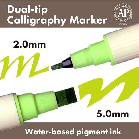 Kuretake Zig Calligraphy Dual Tip Marker Pens 3 colors set, BlueGreen, 2mm, 5mm, Double Tip, for Art, Sketch, illustration, Calligraphy, Journal, Drawing, Made in Japan in Saudi Arabia