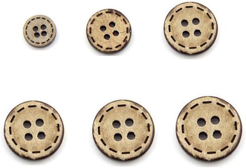 AKOAK 100 Pcs Natural Coconut Shell Button, Round Ornament Buckle, DIY Crafts/Scrapbook/Sewing/Clothing Buckle, Four Holes, Safe Sewing (10 MM) in Saudi Arabia